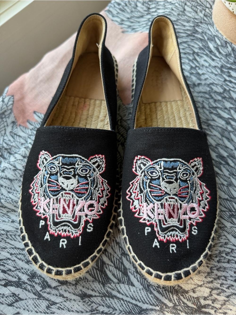 Kenzo Tiger Embroidered Espadrilles Black Made in Spain
